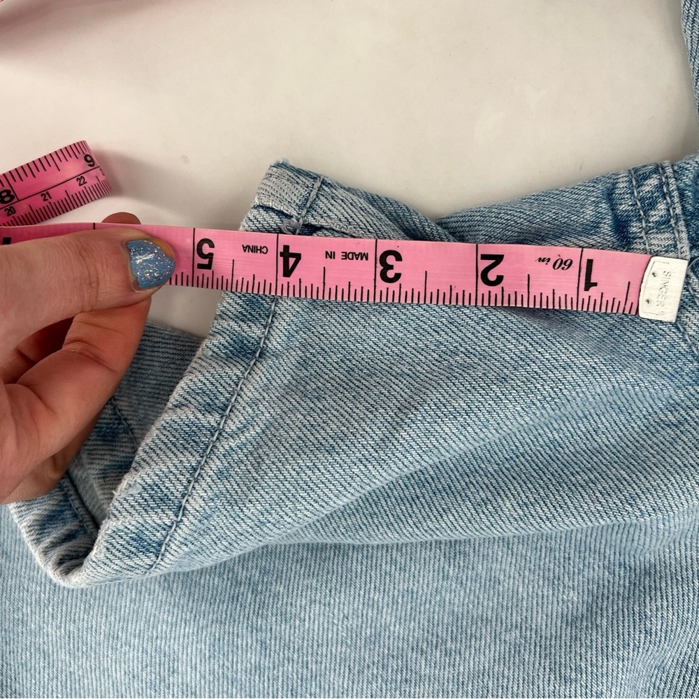 Zara High Rise Denim Mom Shorts Pleated Wedgie High - Picture 11 of 11